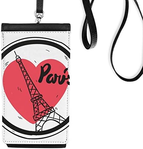 City Paris France Eiffel Tower Love Phone Phone Golset Bolsa pendurada bolsa móvel bolso preto