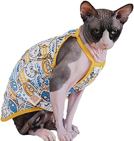 Sphynx Cat Summer Roupos de verão fofos monstros xadrez de melandela padrão colete de algodão Boletim de gato de