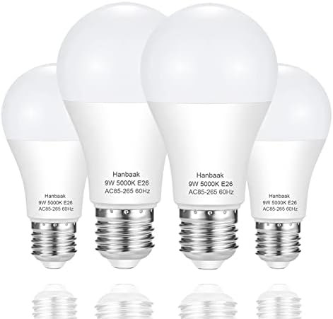 Lâmpada LED de Hanbaak E26, lâmpada equivalente a 60W, lâmpada de base de parafuso médio de 9W, não minúmida