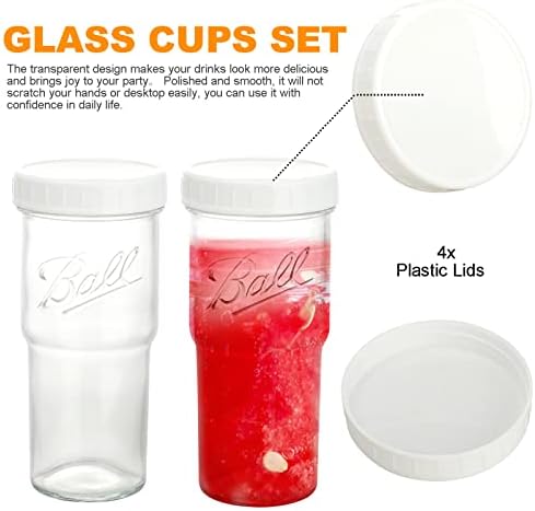 Xícaras de vidro sempoda com tampas e canudos, 4 compras de copos de vidro com 4 tampas de bambu