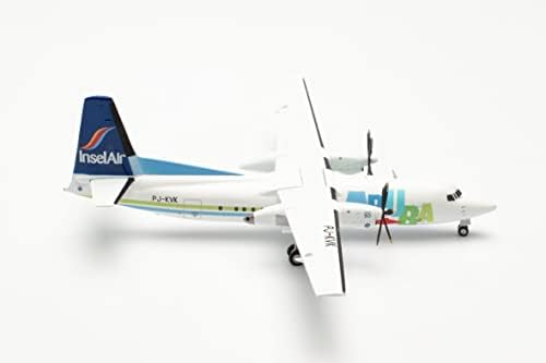 Herpa 571982 Island Air Fokker 50-PJ-KVK Modelos em miniatura colecionável, multicolorida