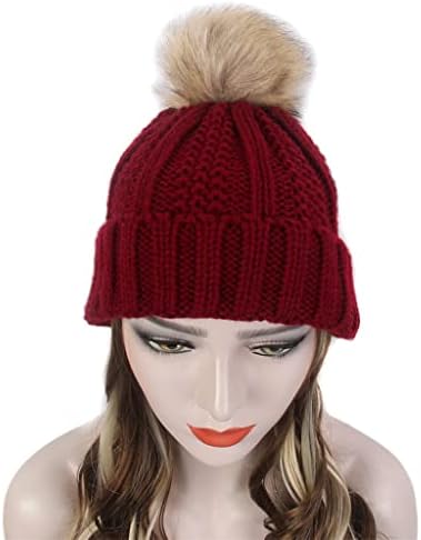 Pdgjg Fashion Ladies Hair Hat Hat One Red Knit Hat Wig Long Curly Destacando Chapéu Brown Wig One