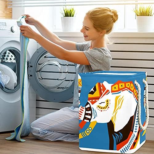Resumo resumo boho pintado elefante grande lavanderia cesto cesto de roupas dobráveis ​​de roupas