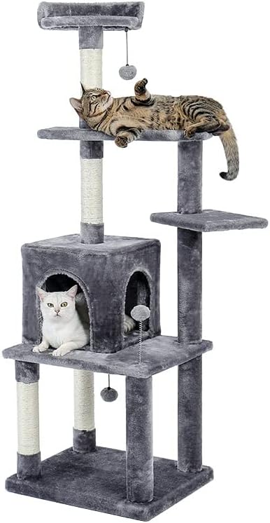 Walnuta grande quadro de escalada de gatos Postagem de arranhões de camadas com sisal resistente Kittern Playground