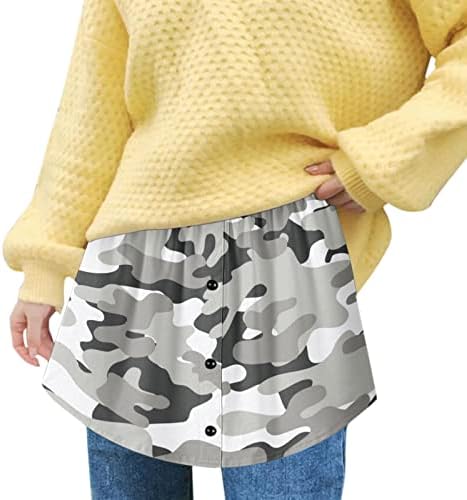 Camisetas de camuflagem Extendedores para mulheres Mini-saia de camada ajustável Extensores de blusa de varredura