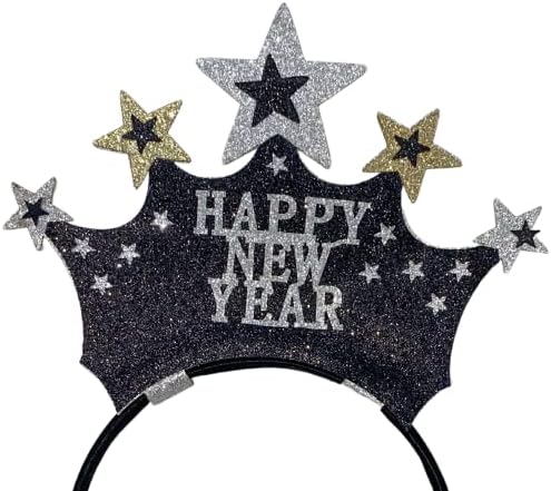 Feliz Ano Novo Bandando com Star Boppers e Tinsel Silver Tone, 10 polegadas
