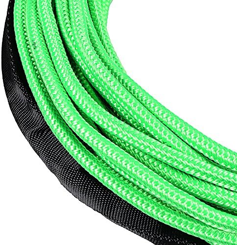 Verde 50 pés 1/4 polegada 7000 libras corda de guincho sintético com guarda de calor de guarda