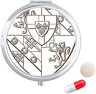 Barroco lion shell escudo ilustração padrão caixa de comprimidos de bolso de bolso caixa de