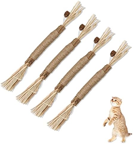WishLotus Natural Cat Sticks, 4pcs Silvervine Cat Sticks Para deixar gatos animados, gatos Silvervine