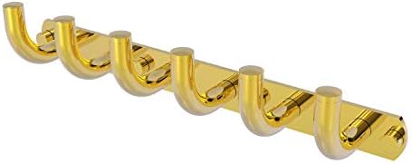 Brass Aliada RM-20-6 Remi Collection 6 Position Tie e Belt Rack Decorativa gancho, latão polido