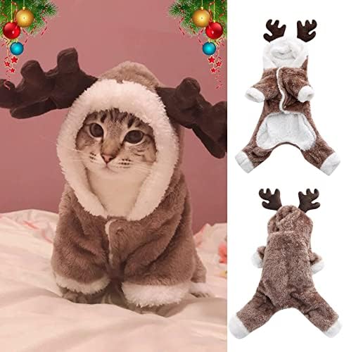 Figurino de cães de lã de lã quente de veado para cães de natal, gato gato engraçado festas de férias Cosplay