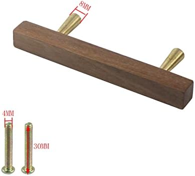 MEWUTAL 2PCS Walnut Wood Pulls Gaveta de madeira puxa 128mm/5,04 Hole o armário central lide com alças de guarda