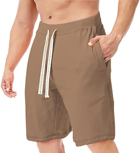Nada de malas para homens curtos, shorts masculinos clássicos casuais encaixam shorts de praia com cintura elástica e bolsos