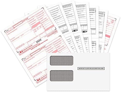 W2 Formulários 2022, formulários fiscais de 6 peças, 25 funcionários do kit de formulários a laser projetados