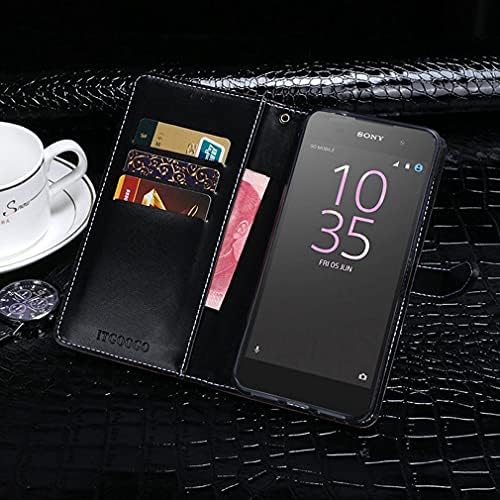 Case compatível com a Sony Xperia E5, capa de couro com slot de cartão, suporte de suporte e fechamento magnético,