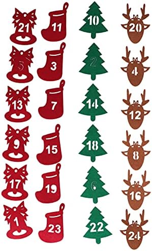 24pcs Bolsa de contagem regressiva de calendário de Natal
