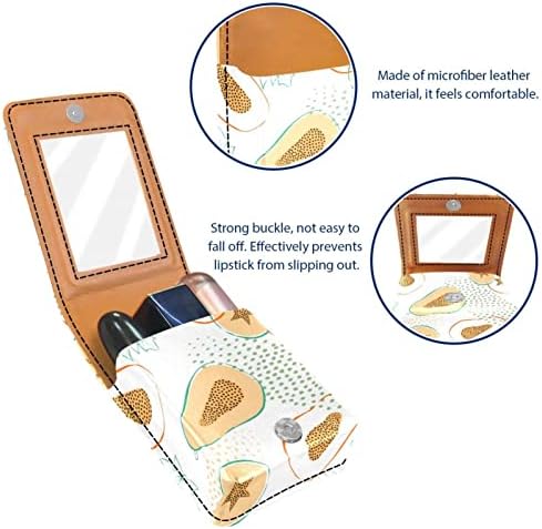Mini maquiagem de Oryuekan com espelho, bolsa de embreagem Leatherette Lipstick Case, desenho animado