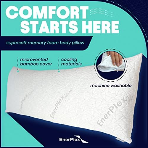 Travesseiro corporal Enerplex para adultos - Almofadas de espuma de memória desfiada de 54 x 20 polegadas