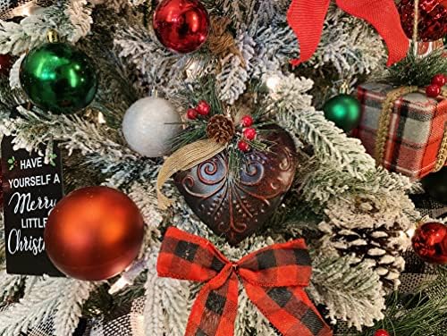 Kit de ornamento de árvore de Natal preto e branco rústico com guirlanda