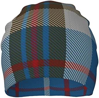 Mizibao Unissex Beanie Hat Scottish Branco, vermelho e verde Tartan Tartan Warm Slouchy Knit Hatwear After para