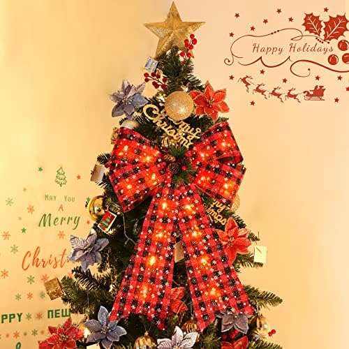 Decoração de Natal Buffalo Bufnes Fibbon Light Lights Tree Tree com ornamentos decorativos da coroa decorativa
