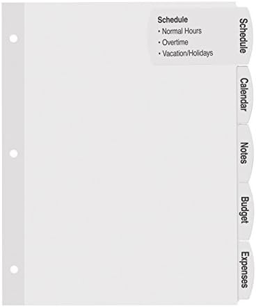 Avery Big Tab Printable Grande Rótulo Branco Divisores com Fácil Peel, 5 guias, 4 conjuntos