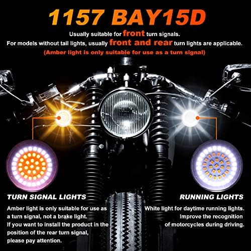 Yideer 2pcs 2 Bullet 1157 LED sinaliza luzes Amber Amber Branco 48-SMD Luzes de condução adequadas para Harley Sportster