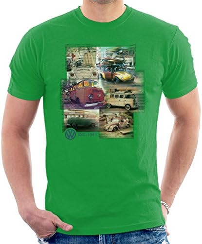 T-shirt de colagem masculina de colagem de campista Volkswagen