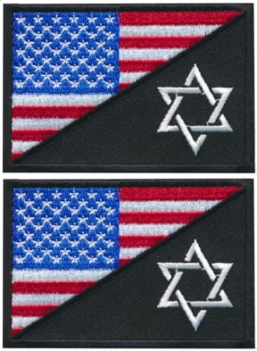 2pcs Israel & EUA Bandeira bordada de manchas para bordado Bordge Badge Badge & Loop Bordeded Patch