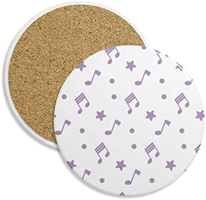 Purple Big Stars Music Notes Coaster Copa caneca Round Holder Absorbent Stone 2pcs