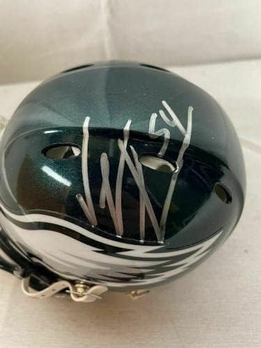 Jeremiah Trotter assinou o Mini Capacete Autografado Eagles JSA VV53098 - Mini Capacetes Autografados da NFL