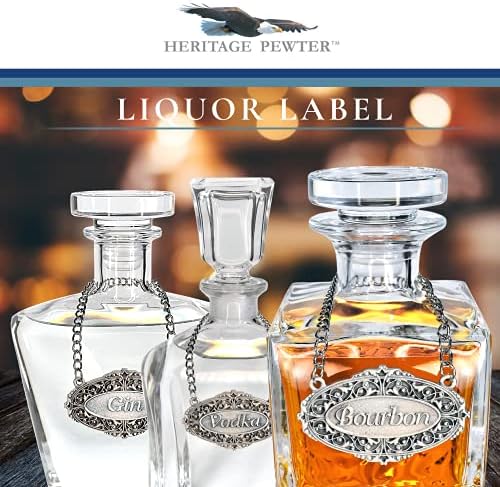 Heritage Bourbon Liquor Decanter Label - etiqueta de licor de bourbon com corrente ajustável | Perfeito para presente