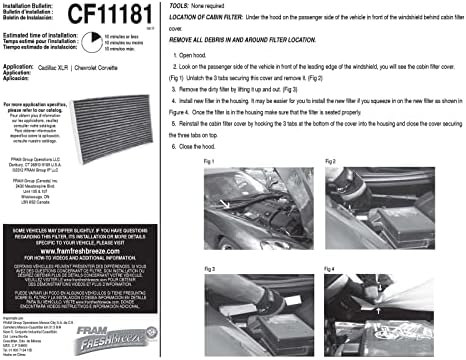 FRAM FROW BRIECE CABINE FILTRO COM ARM & HAMMER BOTHAFE SOBLE, CF11181 para veículos GM
