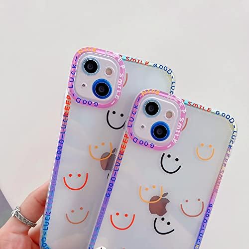 Caso para iPhone 13 Mini fofas de telefone para mulheres meninas smiley rosto estético Câmera