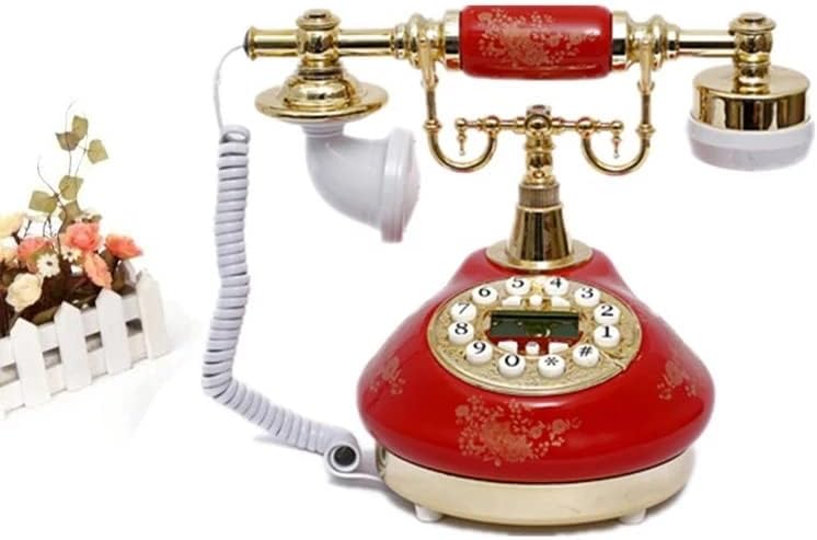Sdfgh Antique Telefone Fixo Antigo Telefones Button Dial, LCD Exibir telefone retrô de cerâmica