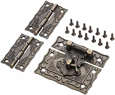 Ganfanren Antigo Bronze Padlock Lock Jóias Caixa de madeira Latcha Hasp feche +2pcs Armário