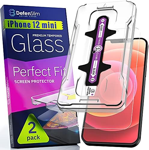 Protetor de tela Mini Mini Defenslim iPhone 12 [2 -Pack] com fácil kit de instalação automática de alinhamento