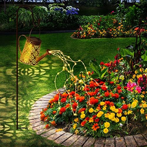 A rega solar Skcoipsra lata com luzes, 50Leds Solar Garden Decor com luzes de corda, Decorativa à prova