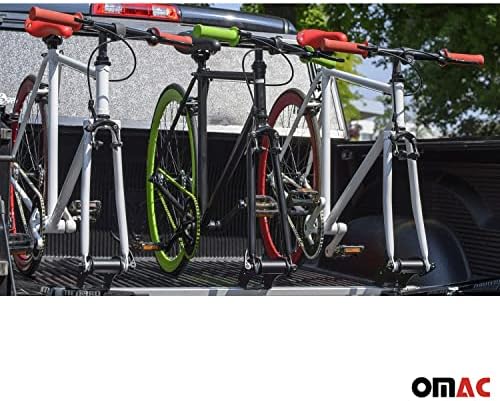 OMAC Tronck Bicking Rack para GMC Canyon, 3 portador de bicicleta, carga de 112 libras, alumínio e aço, sistema