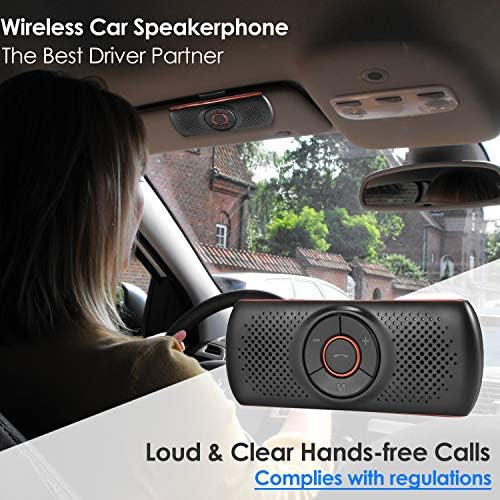 Tianshili Bluetooth Visor Clip Car Speaker, Phones sem fio sem fio, som de som estéreo Enhanced Bass/Mic/TF