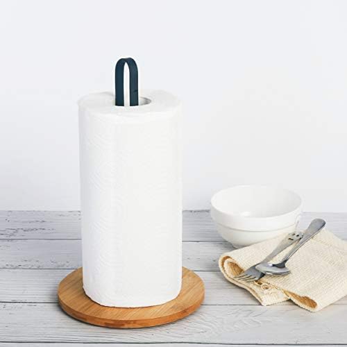 Suporte de toalha de papel Tieyipin, suporte de rolagem de bancada com base de bambu de madeira anti-esquisitos