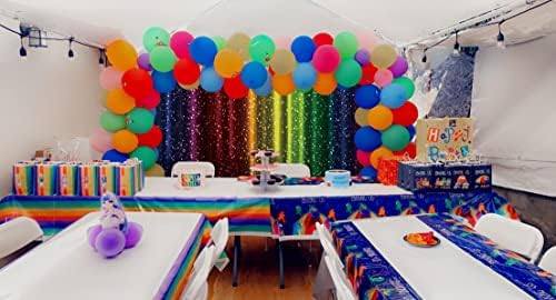 Let's Glow Party Beddrop 7x5ft colorido glitter arco -íris fotografia fotografia de fundo dança baile
