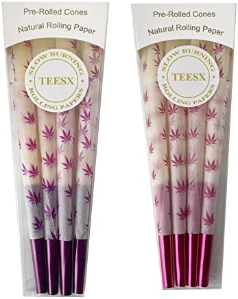 Cones de folhas de maconha Teesx | Cones pré-rolados 16 pacote | Papel de folha de bordo vermelho