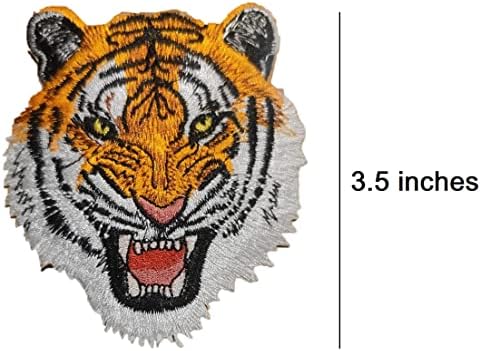 PatchClub Roaring Tiger Head Patch, Bordado colorido, 3,5 polegadas - Ferro ativado/costura