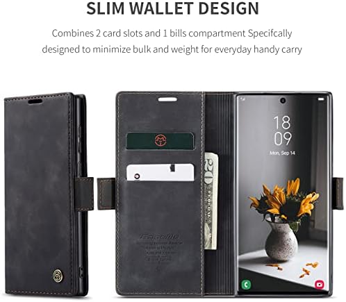 Kowauri para Samsung Galaxy S23 Caso Ultra, Caixa de fechamento magnético da carteira de couro Classic