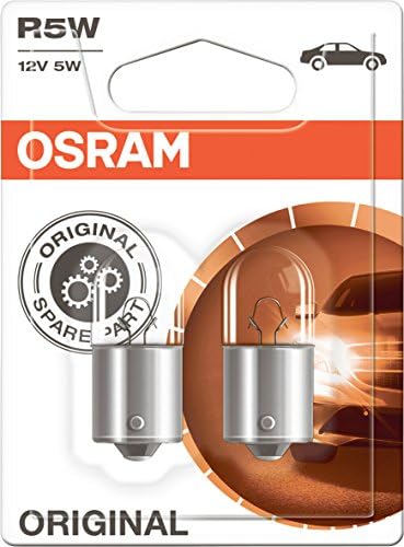 OSRAM Original 12V R5W Halogen Auxiliar Lights 5007-02b em Blister Double - Silver/Clear