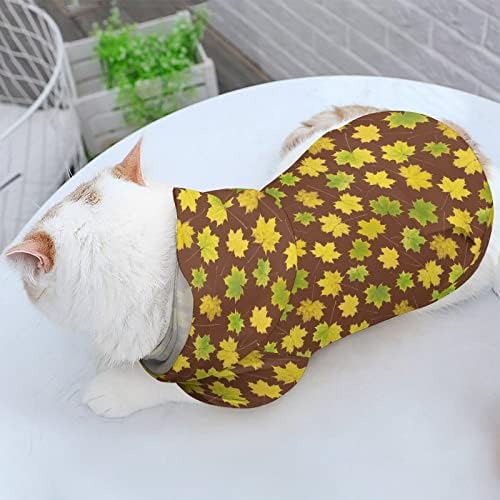 Trajes de cão e gato de bordo amarelo trajes de capuz de estimação fofos com chapéu de roupa fofa