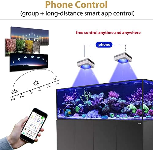 Popbloom 4pcs RL90 Smart Aquarium Light, Aquário de água salgada LED LED com controle de aplicativos para