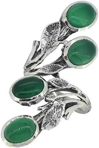 Yotreasure Onyx verde inovador anel de videira folhora sólida 925 jóias de prata esterlina