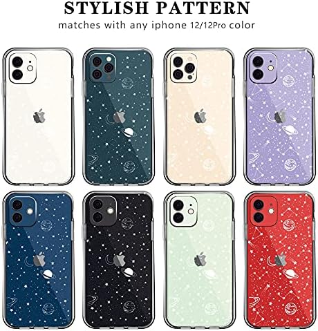Nititop Compatível para iPhone 12 / iPhone 12 Pro Case, Clear Cute With Beautiful Star Moon Outer Space Planet